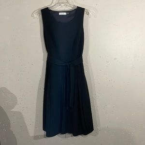 Calvin Klein Sleeveless Dress Pleated with Belt. Size 4.